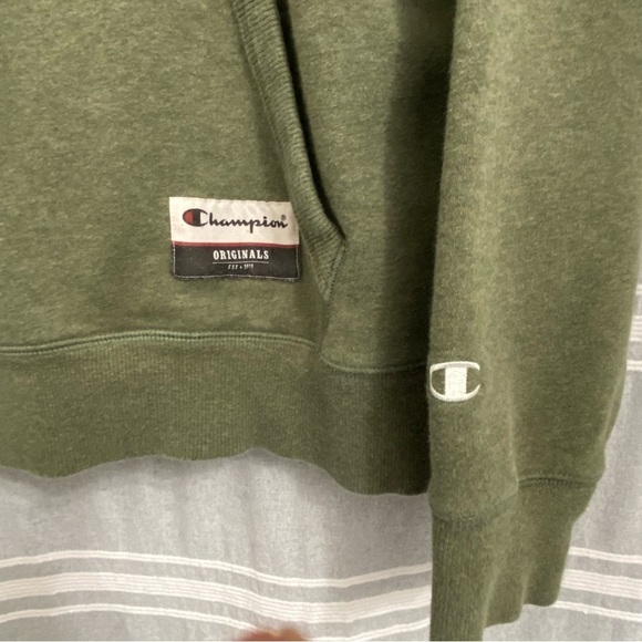 CHAMPION / Heathered Green Hooded Sweatshirt Size L - Picture 5 of 9